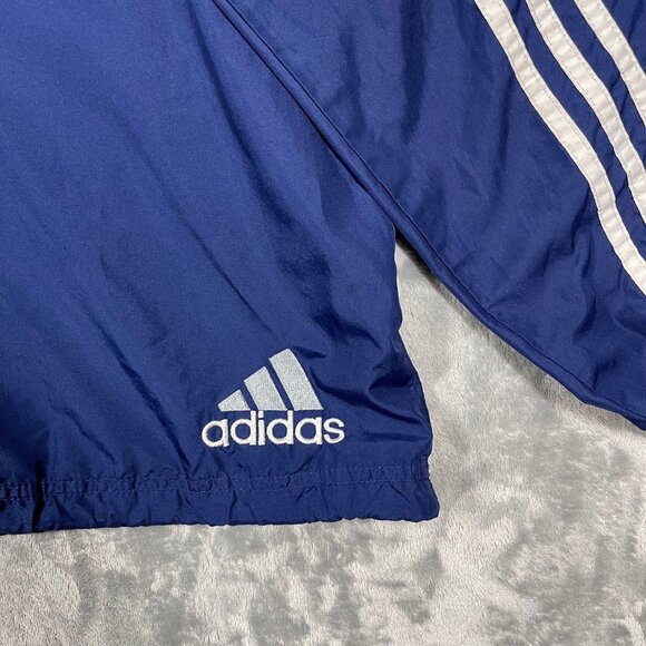 Vintage 90's ADIDAS 1/4 Button Navy Blue Pullover Windbreaker Jacket Mens Large - Picture 11 of 11